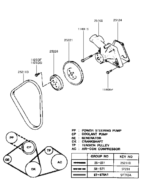 1994 Hyundai Excel Coolant Pump Diagram