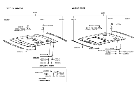 1990 Hyundai Excel Cover-Roof Assist Handle Diagram for 85343-28100-AR