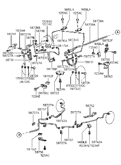 1993 Hyundai Excel Tube-PCV To Connector Rear,RH Diagram for 58736-24000