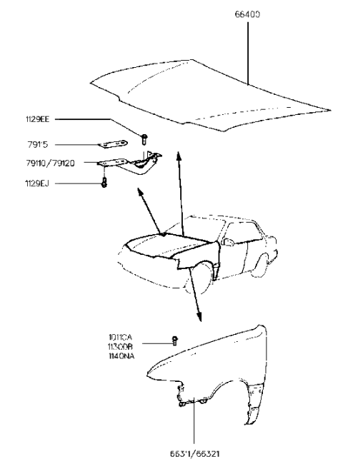 1993 Hyundai Excel Panel-Fender,LH Diagram for 66311-24300