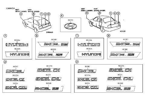 1990 Hyundai Excel Emblem Diagram 2