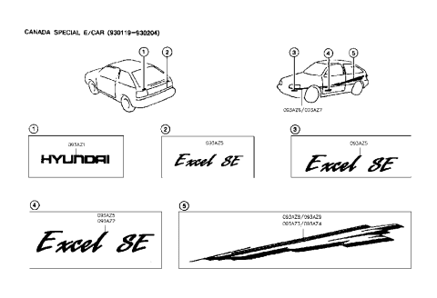 1990 Hyundai Excel Emblem Diagram 3