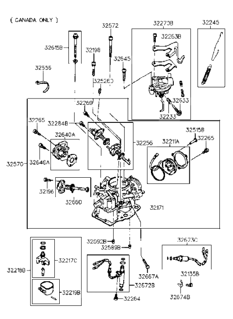1990 Hyundai Excel Bimetal Assembly Diagram for 32211-24300