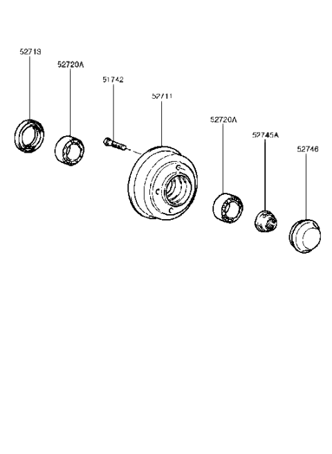 1991 Hyundai Excel Rear Wheel Hub Diagram