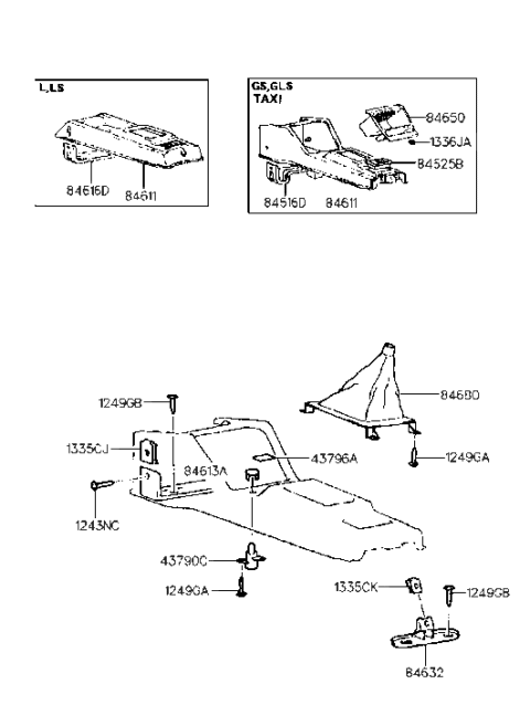 1992 Hyundai Excel Box-Front Console Coin Diagram for 84625-24120-PR