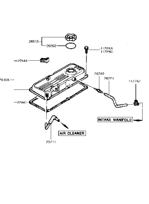 1992 Hyundai Excel Rocker Cover Diagram 1