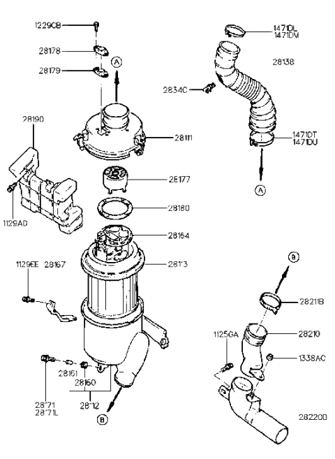 1993 Hyundai Excel Air Cleaner Diagram 2