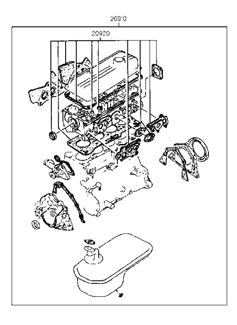 1991 Hyundai Excel Engine Gasket Kit Diagram 1
