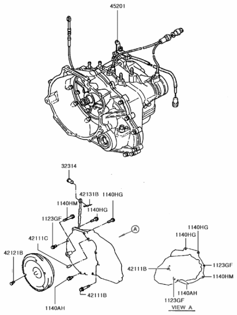 1991 Hyundai Excel Transaxle (Auto) Diagram