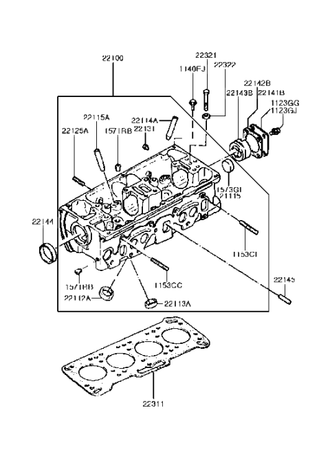 1991 Hyundai Excel Cylinder Head Diagram