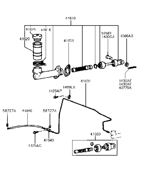 1991 Hyundai Excel Pin-Clevis Diagram for 14301-10231
