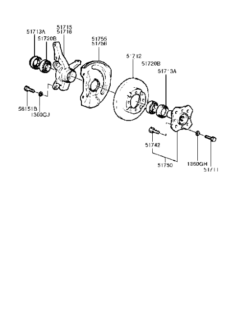 1993 Hyundai Excel Cover-Front Brake Disc Dust RH Diagram for 51756-24010