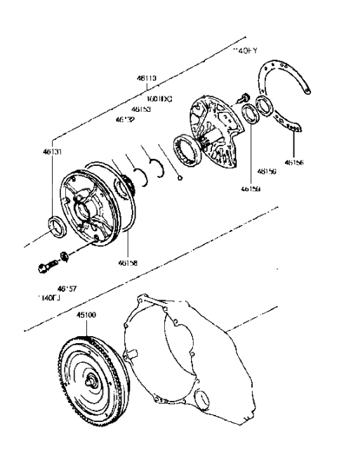 1990 Hyundai Excel Oil Pump & TQ/Conv-Auto Diagram