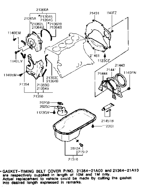 1994 Hyundai Excel Belt Cover & Oil Pan Diagram