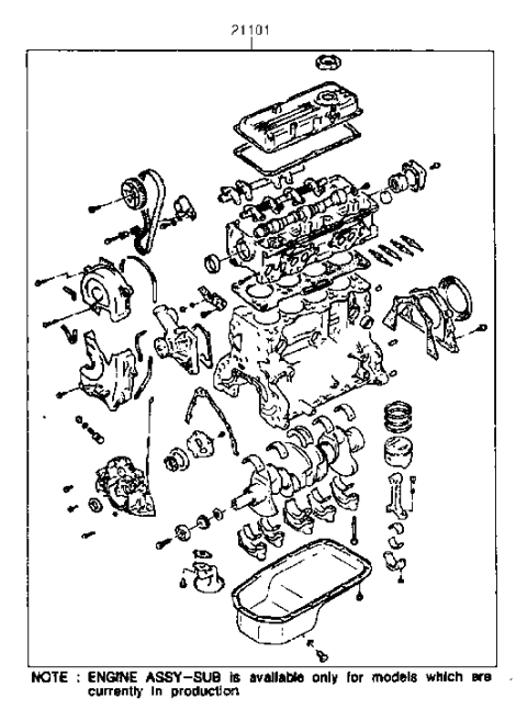 1991 Hyundai Excel Sub Engine Assy Diagram