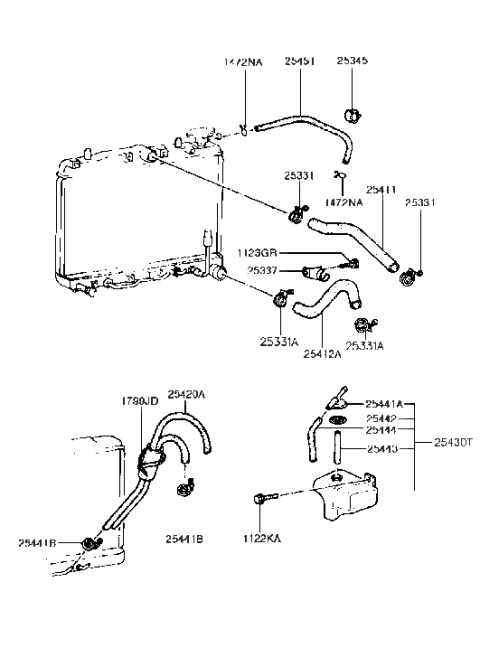 1990 Hyundai Excel Hose-Radiator To Reservoir Diagram for 25451-32010