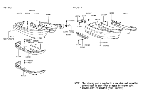 1990 Hyundai Excel Front Bumper Diagram