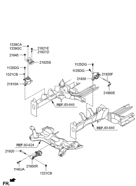 2012 Hyundai Elantra Transaxle Mounting Bracket Assembly Diagram for 21830-3X300