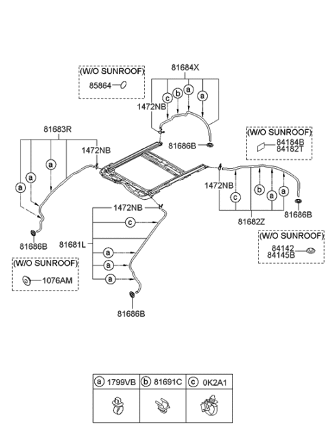 2011 Hyundai Elantra Korean made Sunroof Diagram 2