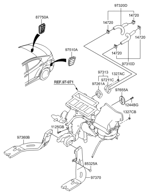 2011 Hyundai Elantra Korean made Heater System-Duct & Hose Diagram