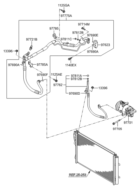 2012 Hyundai Elantra Air conditioning System-Cooler Line Diagram 1