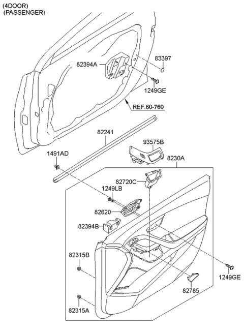 2011 Hyundai Elantra Korean made Front Door Trim Diagram 1