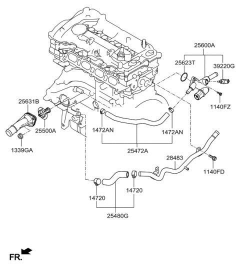 2012 Hyundai Elantra Coolant Pipe & Hose Diagram 2
