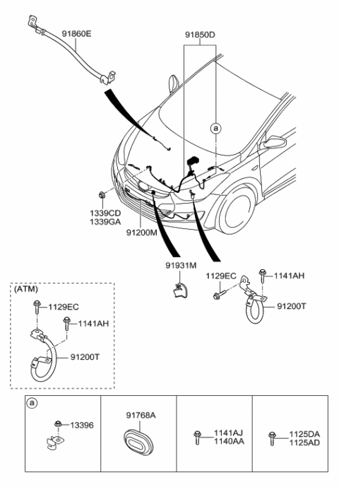 2013 Hyundai Elantra Wiring Assembly-Battery Diagram for 91850-3X160