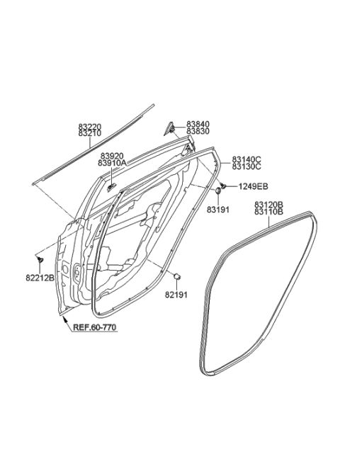 2011 Hyundai Elantra Korean made Rear Door Moulding Diagram