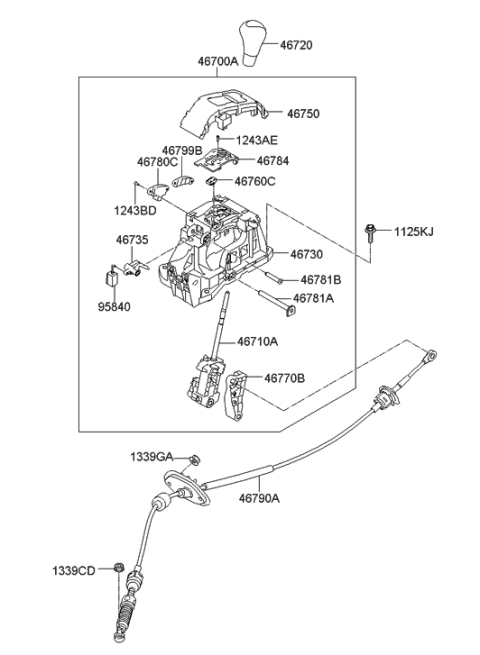 2011 Hyundai Elantra Korean made Shift Lever Control (ATM) Diagram
