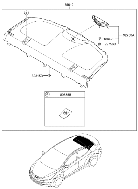 2011 Hyundai Elantra Korean made Rear Package Tray Diagram