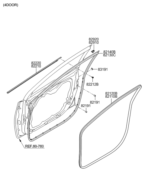 2011 Hyundai Elantra Korean made Front Door Moulding Diagram 1