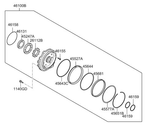 2012 Hyundai Elantra O Ring-Oil Pump Diagram for 46158-3B600