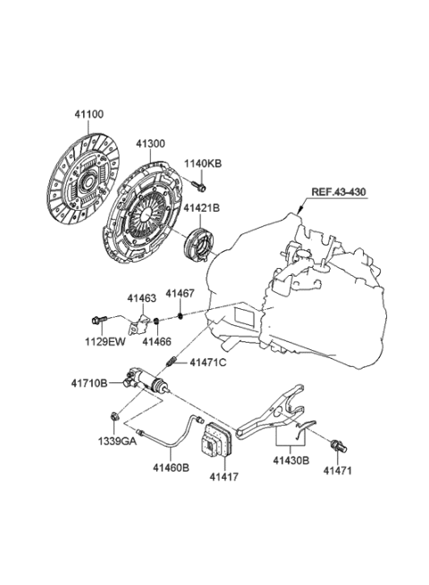 2011 Hyundai Elantra Korean made Clutch & Release Fork Diagram