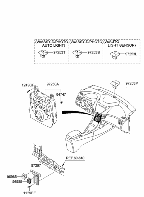 2011 Hyundai Elantra Heater Control Assembly Diagram for 97250-3X152-RA5