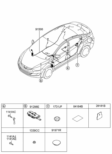 2014 Hyundai Elantra Plug-Engine Room Diagram for 91971-1C500