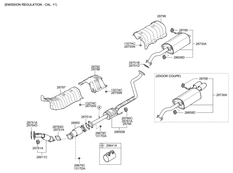 2013 Hyundai Elantra Catalytic Converter Assembly Diagram for 28950-2E130