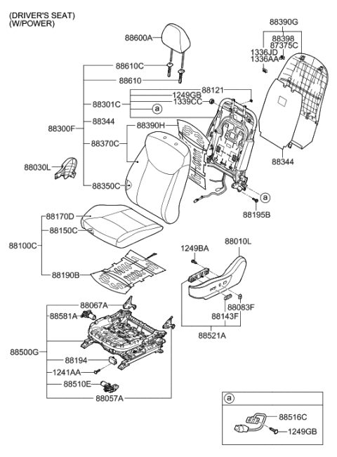 2012 Hyundai Elantra Front Passenger Side Seat Back Covering Diagram for 88360-3X120-PDH