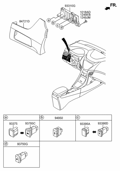 2014 Hyundai Elantra Bezel-Lower Crash Pad Switch Mounting Diagram for 93310-3X000