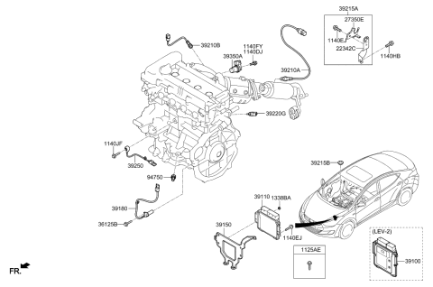 2013 Hyundai Elantra Engine Control Module Unit Diagram for 39101-2EJA3