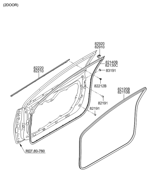 2011 Hyundai Elantra Korean made Front Door Moulding Diagram 2