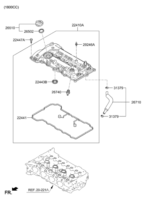 2011 Hyundai Elantra Gasket-Rocker Cover Diagram for 22441-2E99A