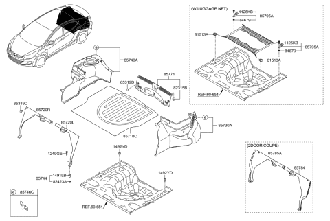 2013 Hyundai Elantra Trim-Partition Side LH Diagram for 85784-3X200-RY