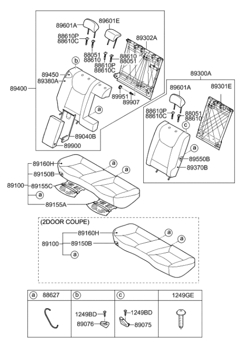 2011 Hyundai Elantra Rear Left-Hand Seat Back Covering Diagram for 89360-3X420-PDH