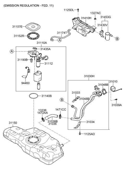 2012 Hyundai Elantra Fuel System Diagram 1