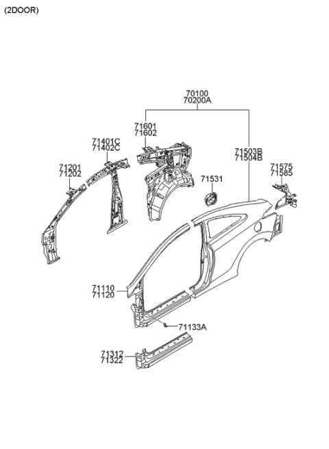 2013 Hyundai Elantra Korean made Side Body Panel Diagram 2