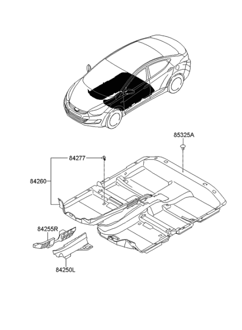 2012 Hyundai Elantra Carpet Assembly-Floor Diagram for 84260-3X150-RY