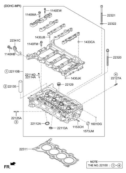 2011 Hyundai Elantra Korean made Cylinder Head Diagram 1