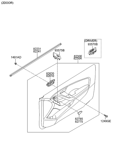 2011 Hyundai Elantra Korean made Front Door Trim Diagram 3
