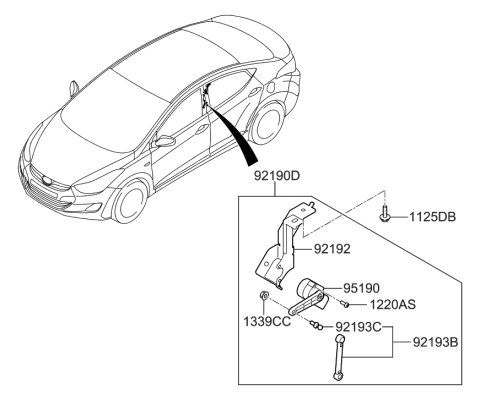 2011 Hyundai Elantra Bolt-Ball Joint Diagram for 92193-3B092